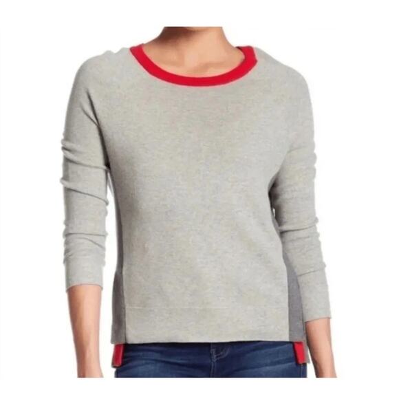 J. Crew Size Small‎ Colorblock Two Tone Gray Red Snaps Details - Picture 1 of 10